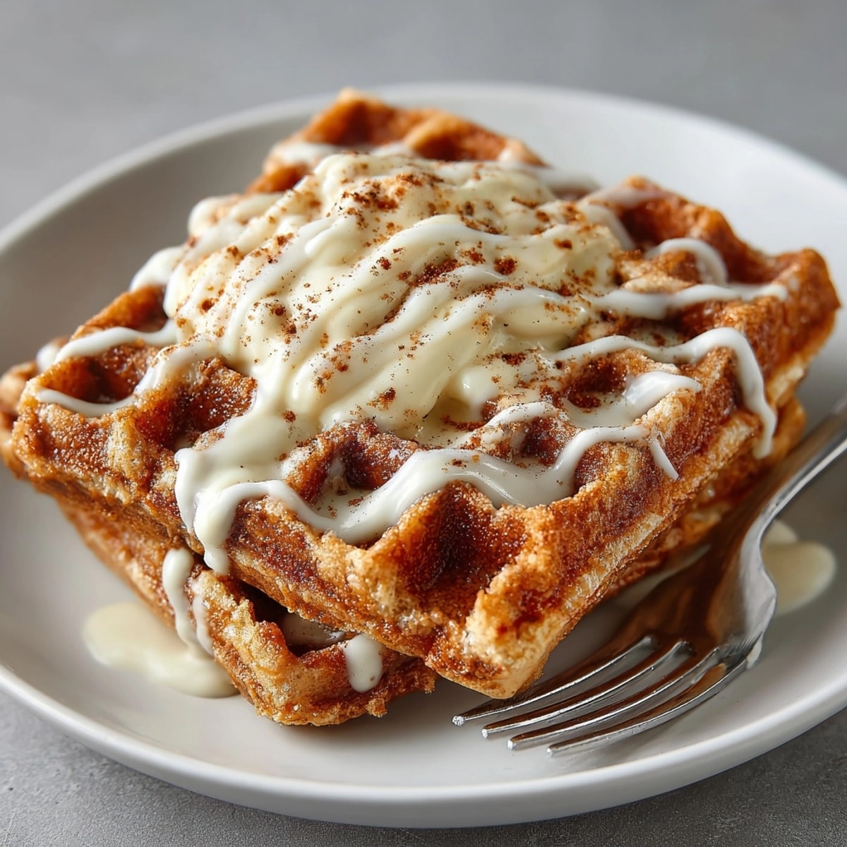 Enjoy these light and airy Gingerbread Waffles drizzled in sweet, homemade eggnog sauce topping.