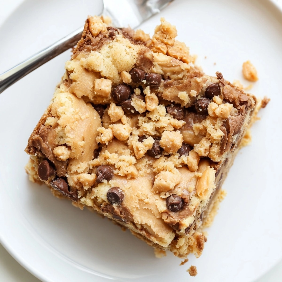 Golden Peanut Butter Toffee Blondies, fresh from the oven, smell sweetly of caramel and nuts.