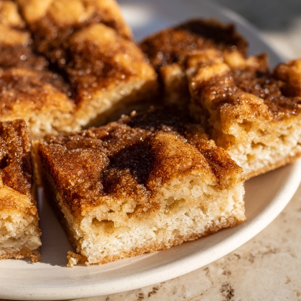 Tender Cinnamon Sugar Sweet Tea Blondies with a crackly topping, perfect for dessert.  
