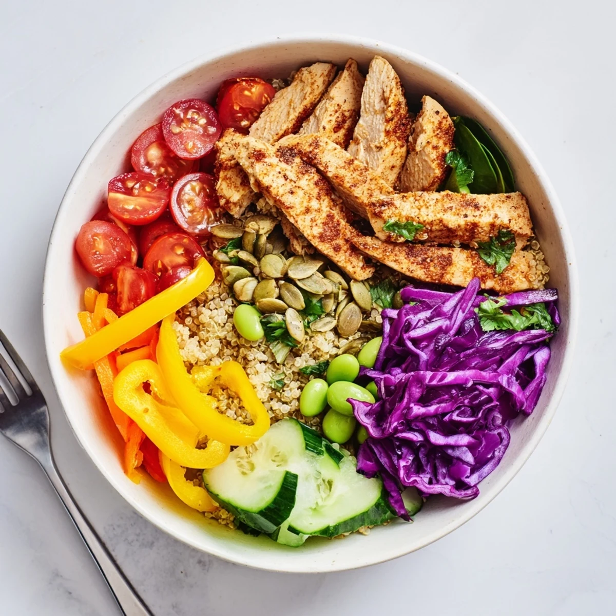 Healthy Meal-Prep Bowls bursting with nutrition, featuring layered grains and protein.  