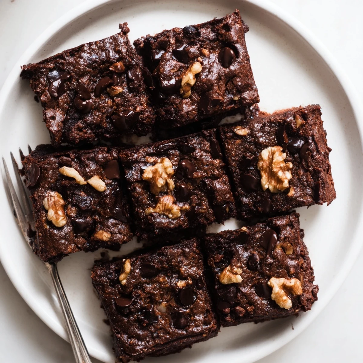 Indulgent Zero-Waste Brownies topped with nuts and served warm with ice cream.  