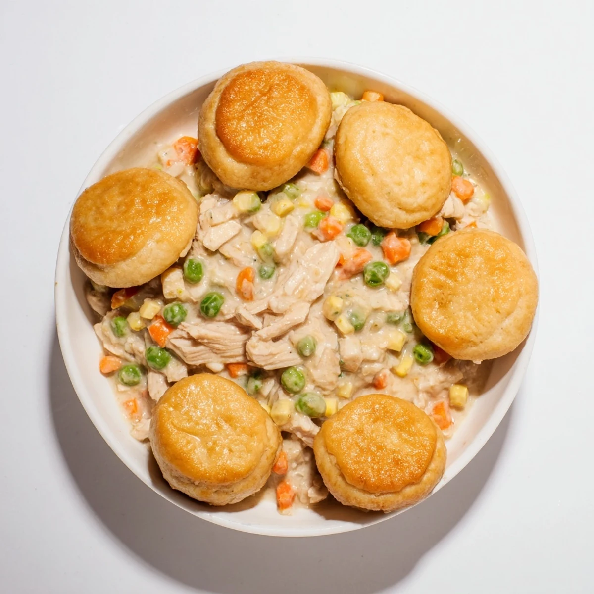 Steaming hot Chicken and Dumplings Casserole, a classic American comfort food, perfect for a cozy dinner.