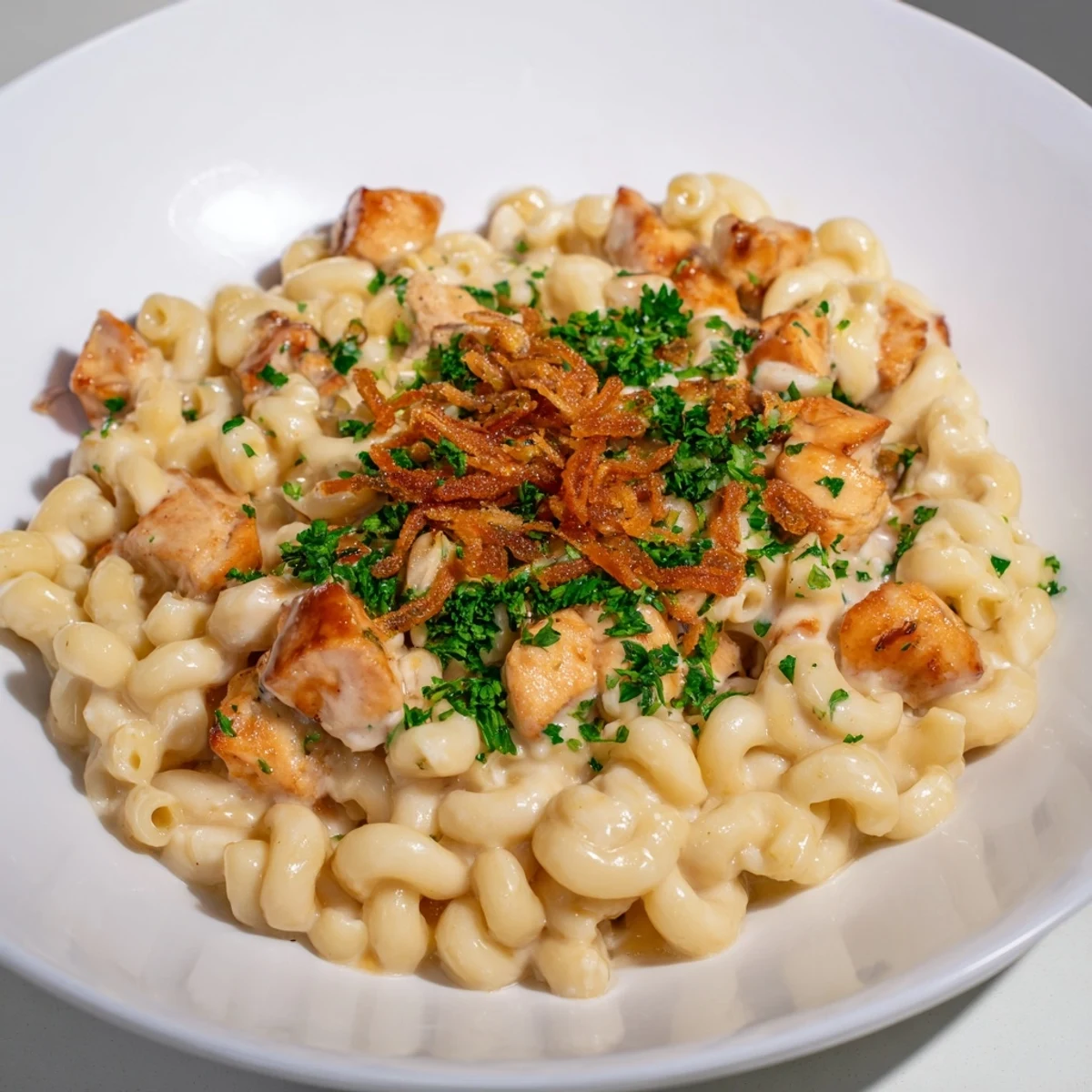 One-Pot Honey BBQ Chicken Mac and Cheese: a creamy, cheesy delight with tender chicken and BBQ flavor.