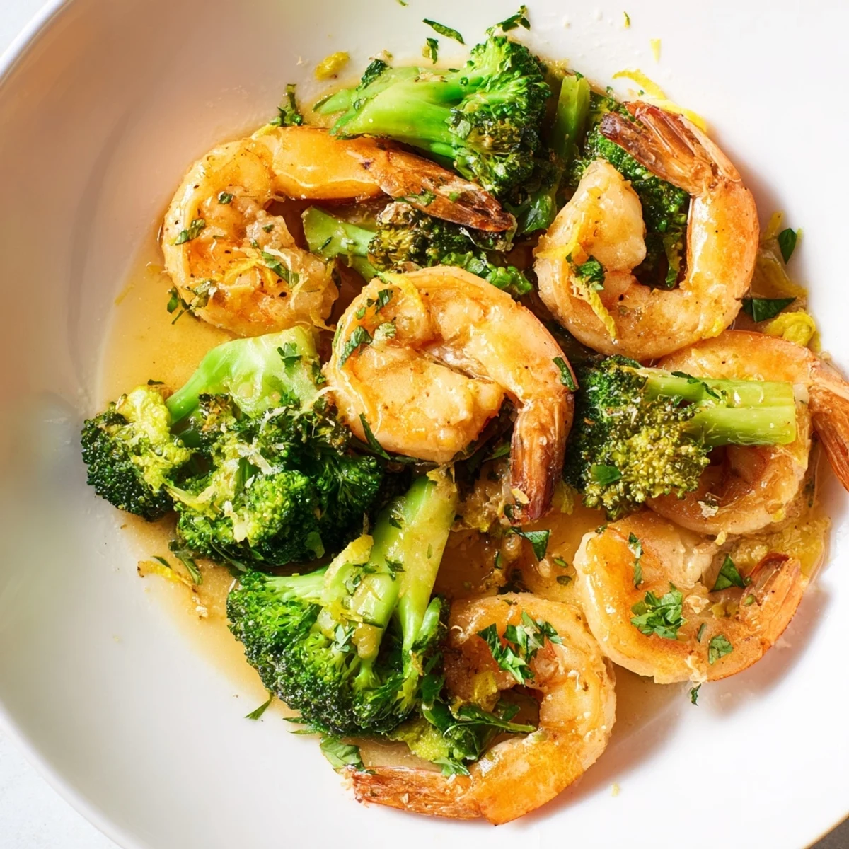 Golden shrimp and broccoli simmer in lemon butter sauce, a flavorful Lemon Butter Shrimp dish.