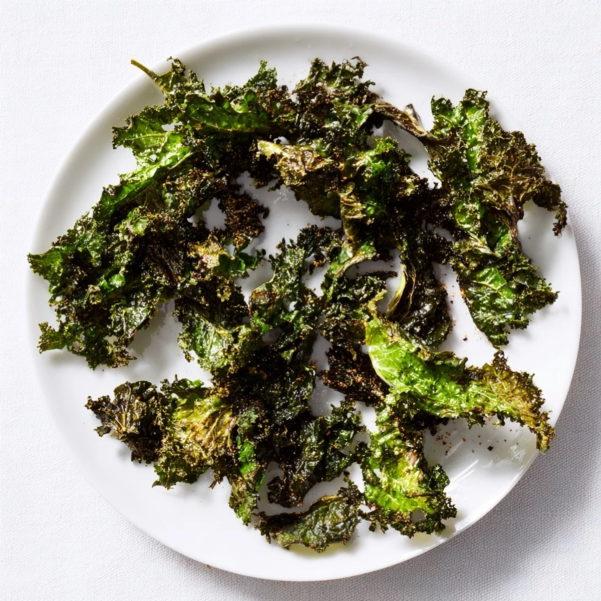 Tossed kale leaves ready to bake into flavorful, crunchy kale chips for a delicious treat.