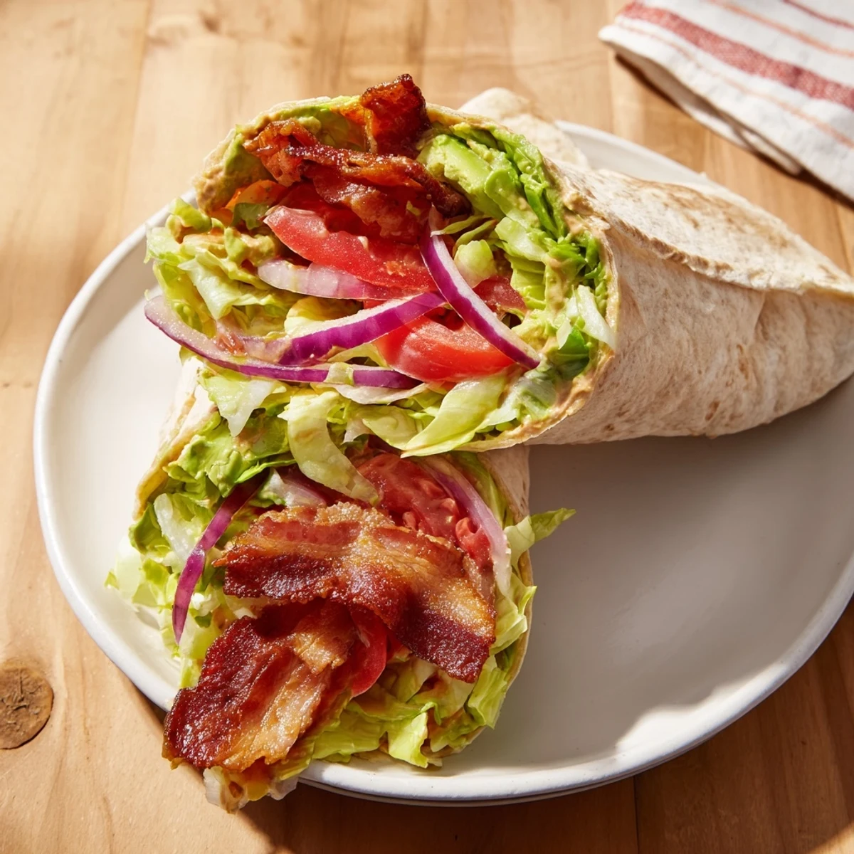 Savory Zesty BLT Wraps picture fresh ingredients, promising a perfect and quick wrap lunch.