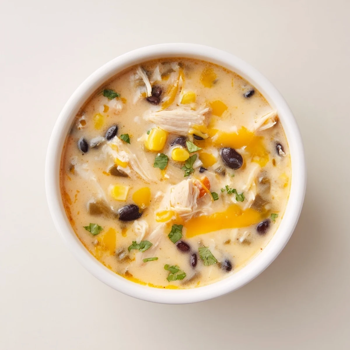 Close-up of a flavorful Chicken Poblano Soup, perfect for a cozy, delicious gluten-free dinner.