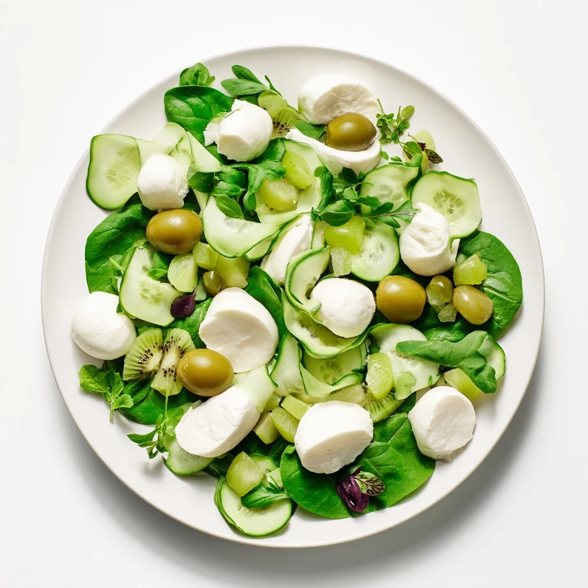 Emerald Isle Greenscape salad with creamy mozzarella, a visually appealing vegetarian delight.