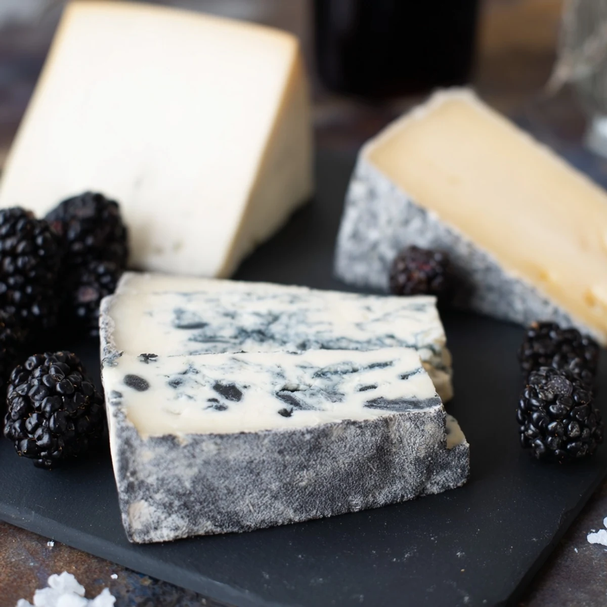 A beautiful Monochrome Gray Stone Cheese Board, artfully arranged and ready for your delicious enjoyment.