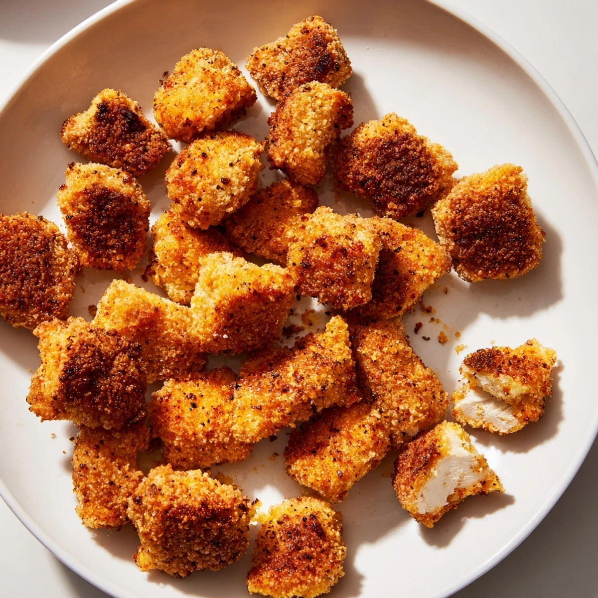 Juicy air fryer un-fried chicken nuggets, served with dipping sauces for a satisfying, family-friendly dinner.