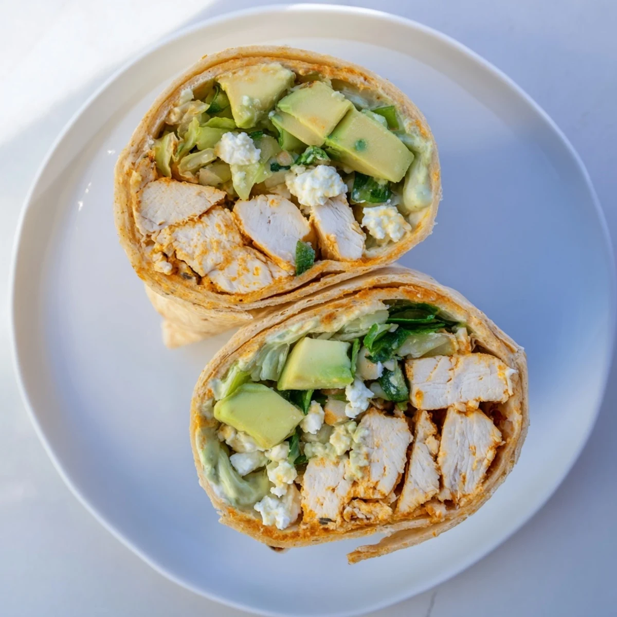 These delicious Green Goddess Chicken Wraps present sliced chicken and a creamy filling in a gluten-free wrap.