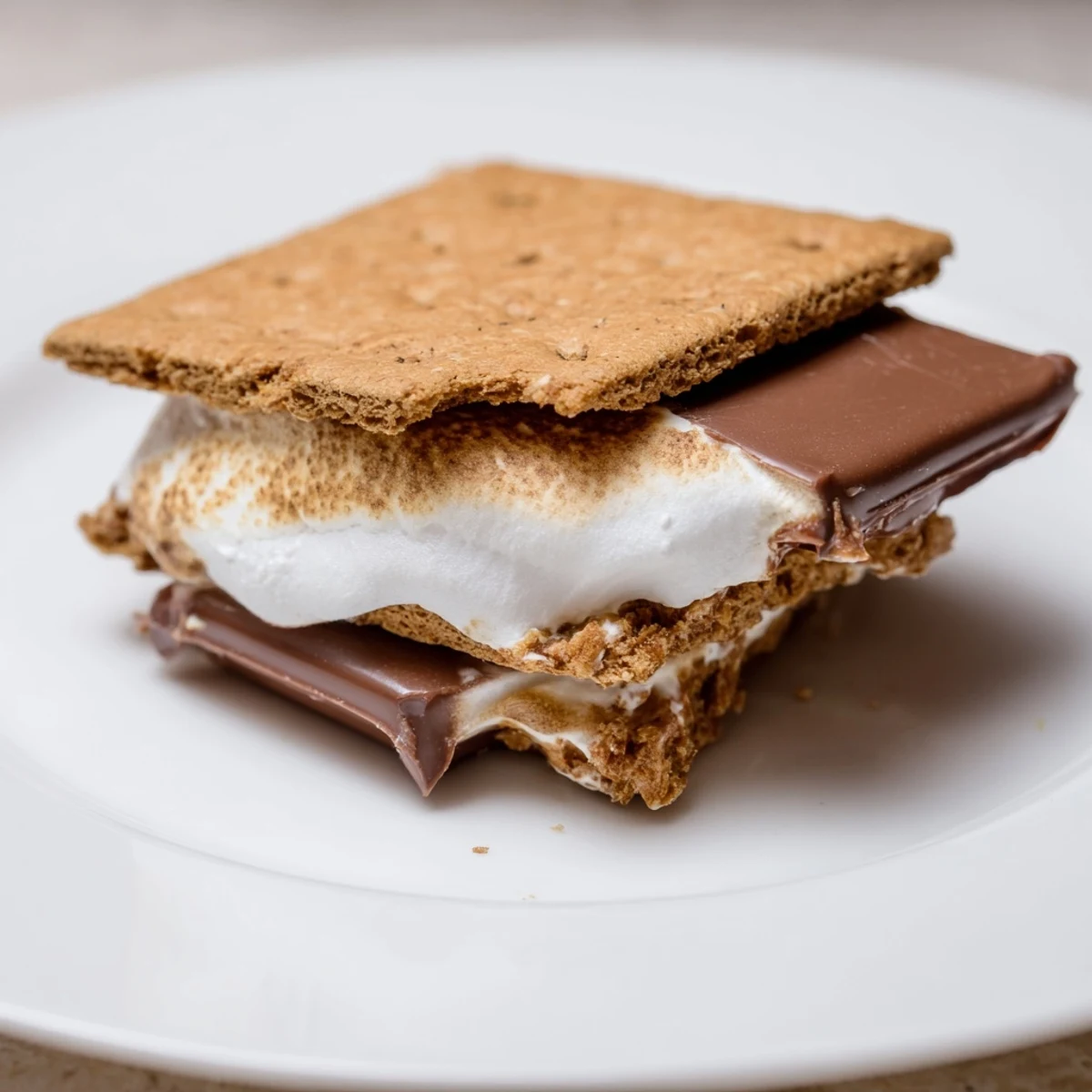 Golden, bubbly marshmallows and melted chocolate in an Air Fryer Smores recipe photo.