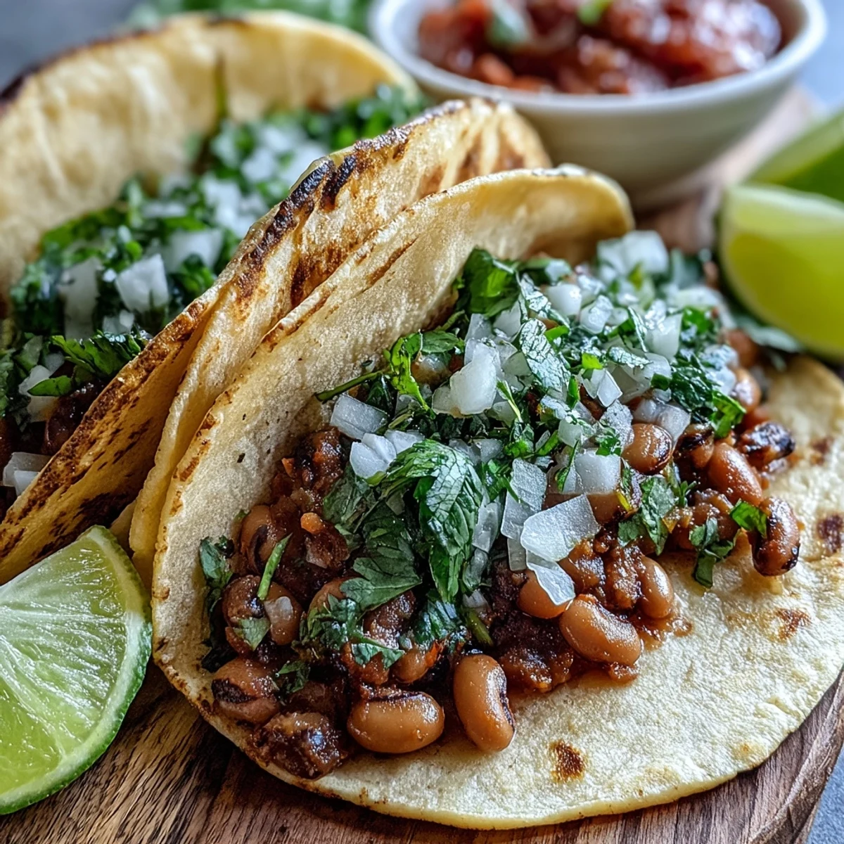 Freshly mashed black-eyed peas, seasoned with cumin and paprika, stuffed into warm corn tortillas for vibrant Black-Eyed Pea Tacos.