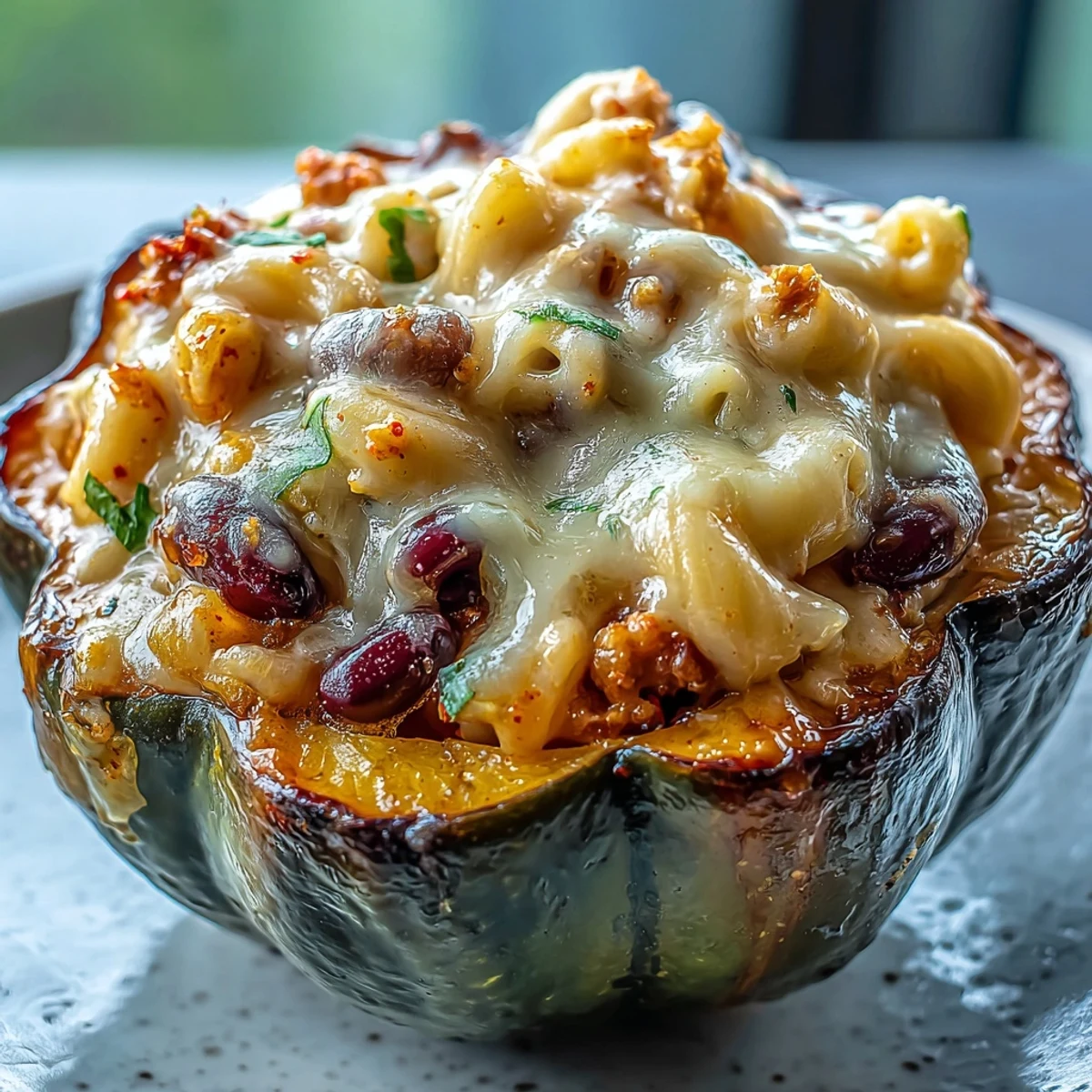A close-up view of a cozy vegetarian dinner, with steam rising from the spicy and sweet macaroni mixture.