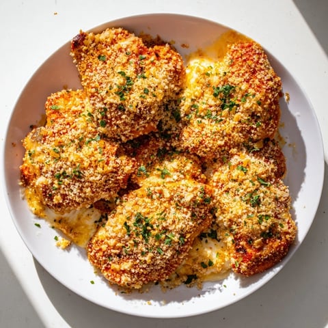 Golden, bubbly Cheesy Baked Chicken Breast, a savory main dish with melted cheese and crispy topping.