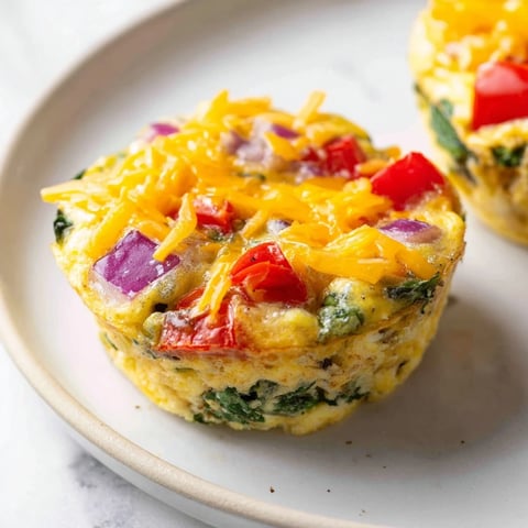Golden-brown veggie egg muffins loaded with colorful vegetables, perfect for a quick breakfast.