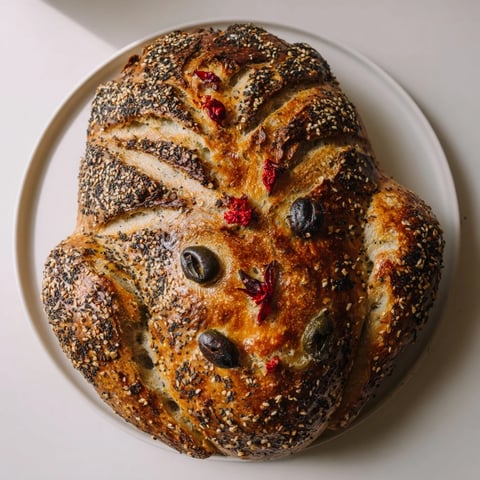 Golden-crusted turkey-shaped sourdough bread, a festive and flavorful artisan holiday centerpiece.