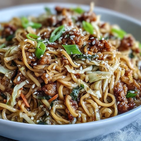 Steaming Potsticker Noodle Bowls showcase tender noodles tossed with savory pork and crisp veggies in a dark soy glaze.