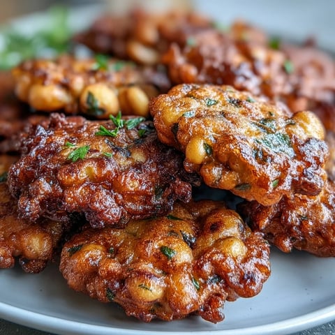 Golden-brown Black-Eyed Pea Fritters are sizzling hot in a skillet with crispy edges.