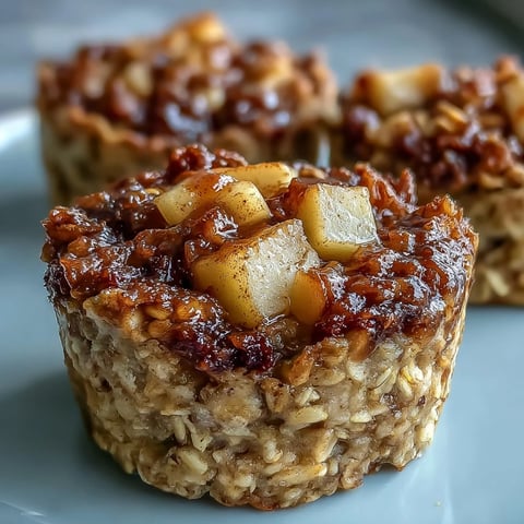 Golden-brown Vegan Apple Cinnamon Baked Oatmeal Cups with soft diced apples are cooling on a wire rack.