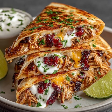 A close-up of savory Cherry Chipotle Turkey Quesadilla Pockets, showcasing the melted cheese and ingredients.