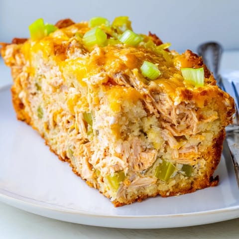 Moist Buffalo Chicken Spiced Muffin Loaf served warm, perfect for game day snacks.  