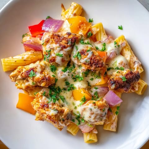 Golden, melted cheddar tops this creamy Cajun Chicken Pasta Bake, perfect for a hearty dinner.