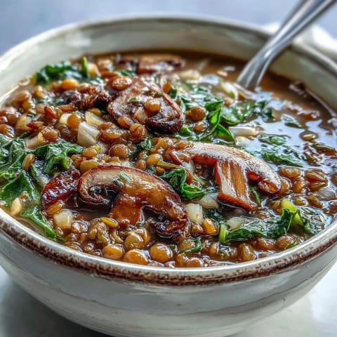Double Lentil Mushroom Barley Soup