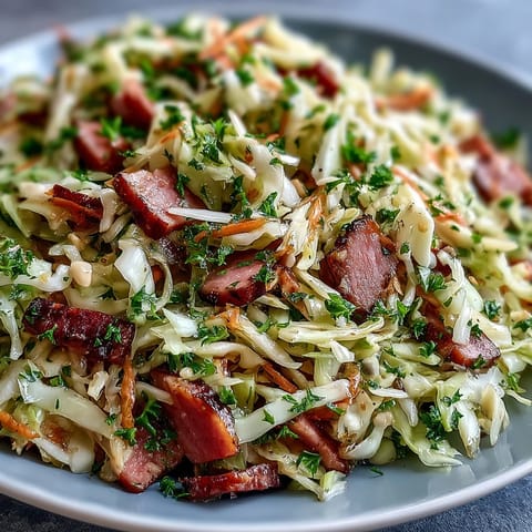 German Cabbage Coleslaw With Ham