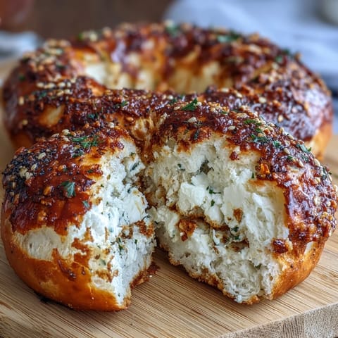 Soft, chewy Greek yogurt bagels baked to perfection, sprinkled with savory everything seasoning for a flavorful breakfast or snack.  