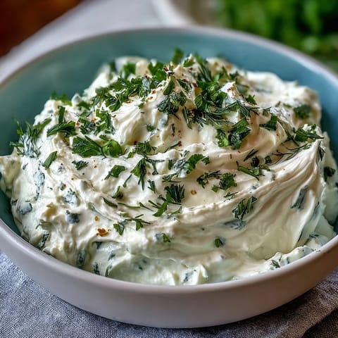 Creamy whipped cottage cheese ranch dip with fresh herbs and crunchy veggie sticks for a healthy snack.