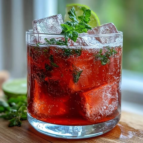 A vibrant watermelon mint spritz mocktail with fresh mint and lime in a tall glass.