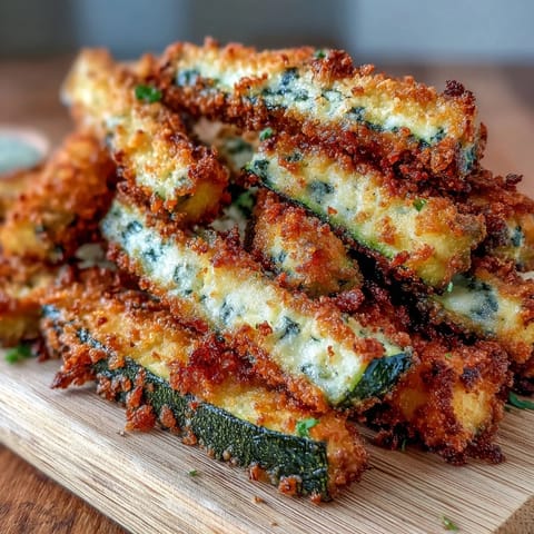 Oven-baked Parmesan zucchini fries, a healthy, golden appetizer with a savory crunch.