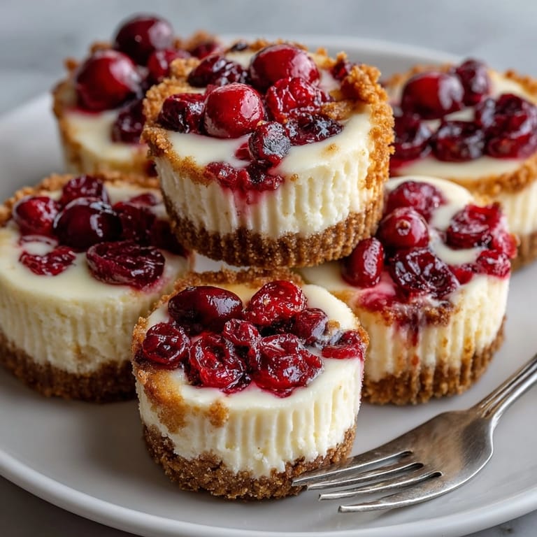 These Cherry-Coded Cranberry Swirl Cheesecake Bites offer a burst of fresh flavors, perfect with a refreshing drink.