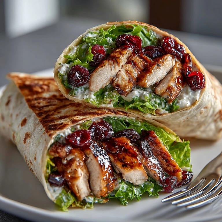 Tantalizing Cherry Balsamic Chicken Caesar Wraps, featuring sliced chicken with rich balsamic glaze and parmesan.