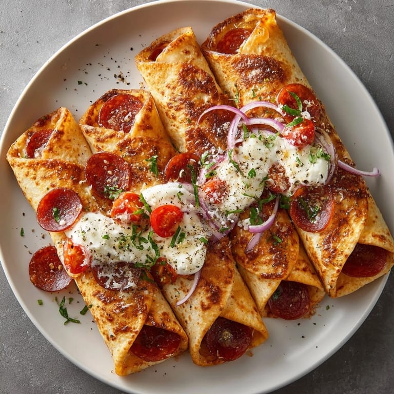 Mouthwatering image of freshly baked Sweet Cherry Pepperoni Pizza Wraps, ready to slice and enjoy warm.