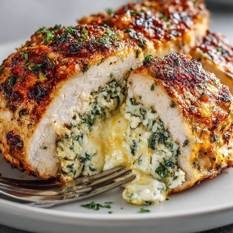 Golden-baked stuffed cheese chicken breast garnished with fresh parsley, ready for dinner.