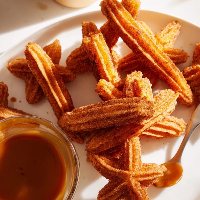 Golden churros filled with apple and spices, perfect for fall dessert cravings.  
