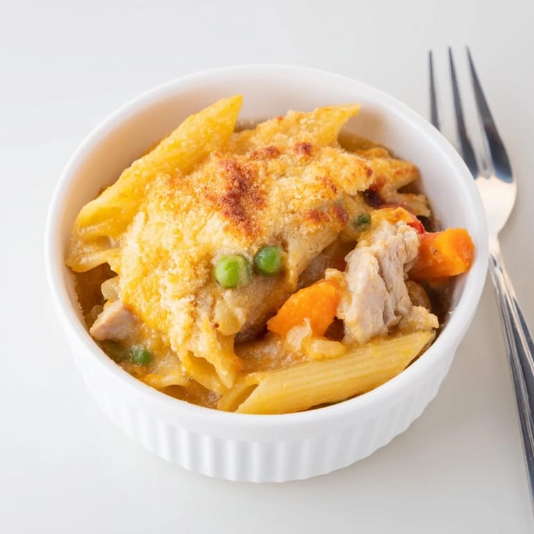 Creamy Japanese Curry Pasta Bake fresh from the oven, perfect for a comforting meal.  