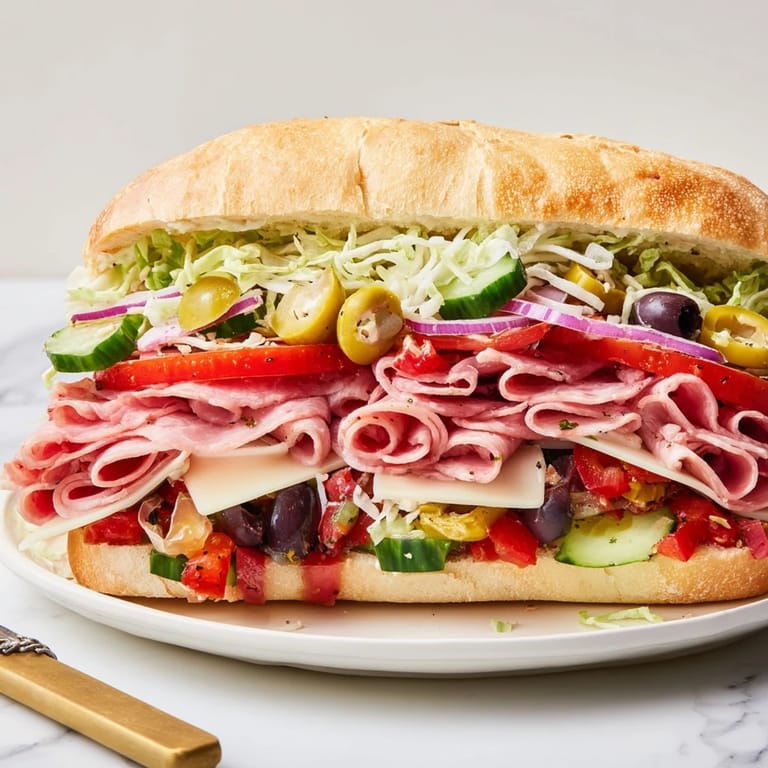 Savory Flavor Mash-Up Sandwiches drizzled with zesty dressing, perfect for lunch gatherings.  