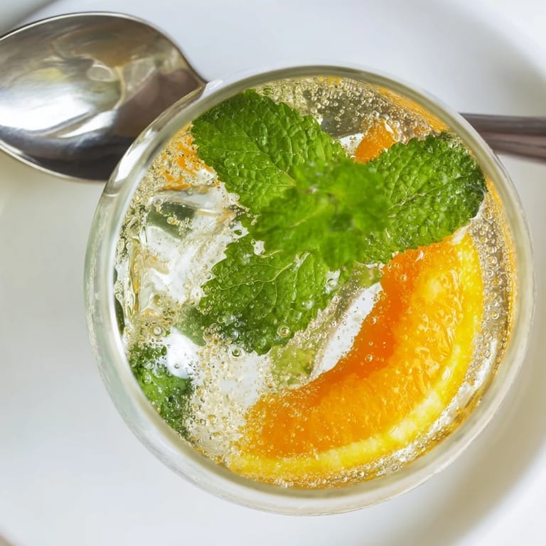 Zesty Probiotic Soda Mocktail featuring fresh juices and vibrant mint leaves.