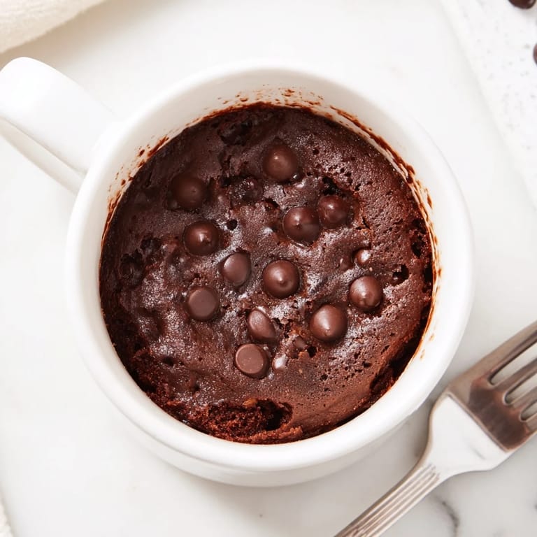 A comforting close-up shot of a single serving Microwave Mug Cake, freshly made and steaming gently.