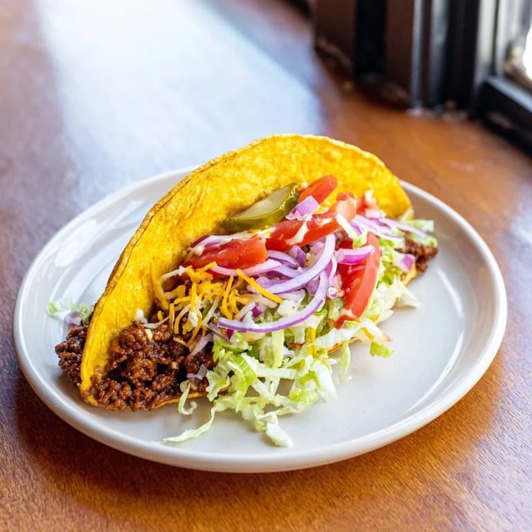 Mouthwatering cheeseburger tacos served on a plate, ready to be enjoyed as a perfect weeknight meal.