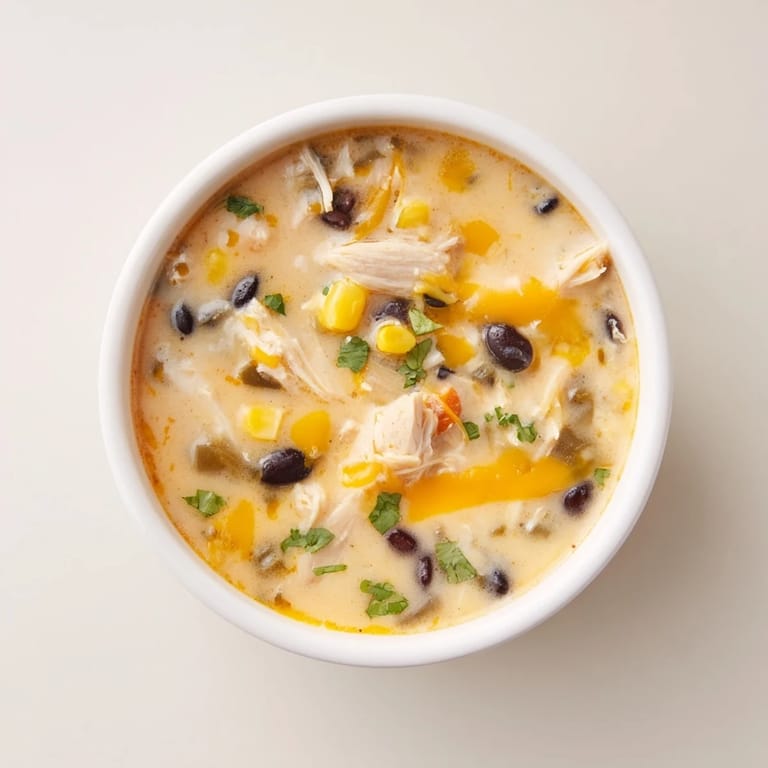 Close-up of a flavorful Chicken Poblano Soup, perfect for a cozy, delicious gluten-free dinner.