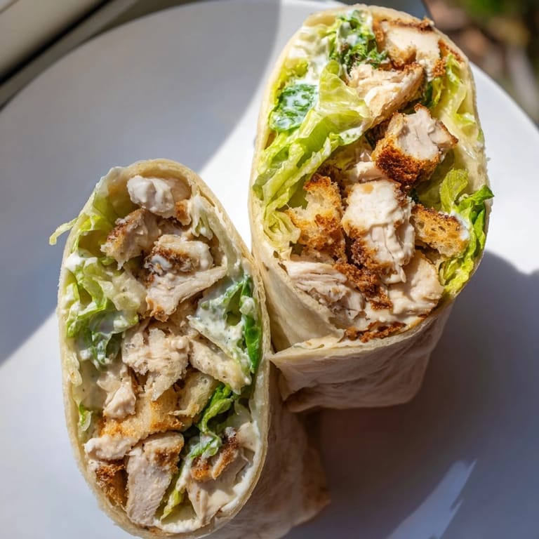 These delicious chicken Caesar wraps present a satisfying meal with flavorful chicken and cheese.