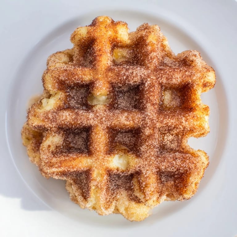 Sweet cinnamon sugar coats freshly made Express Cinnamon Sugar Churro Waffles, ready to eat and enjoy.