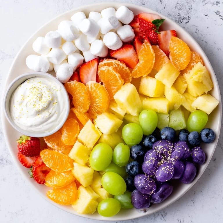 This visually stunning Magical Unicorn Rainbow Snack Board features a rainbow of healthy and sweet treats!