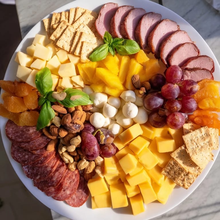 A beautiful, colorful savory Lion King-themed meat and cheese platter, perfect for a party appetizer.