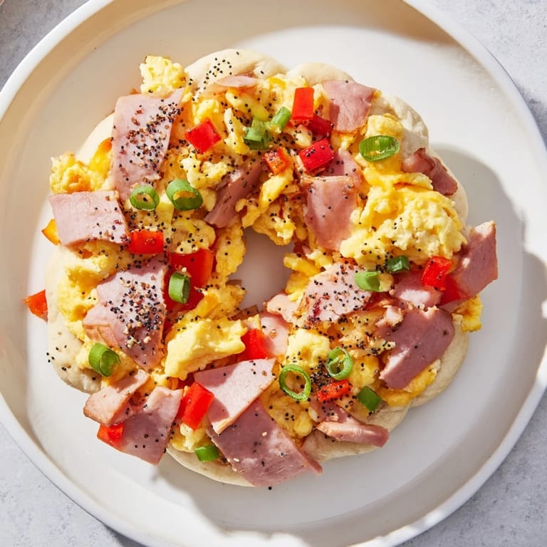 A beautiful close-up of the delicious Egg and Ham Bake, perfect for a festive brunch spread.