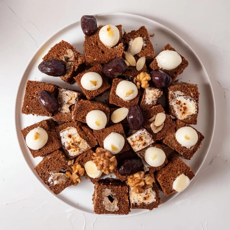 Geometric delight! This Black and White Formal Affair appetizer offers a sophisticated visual spread of flavors.